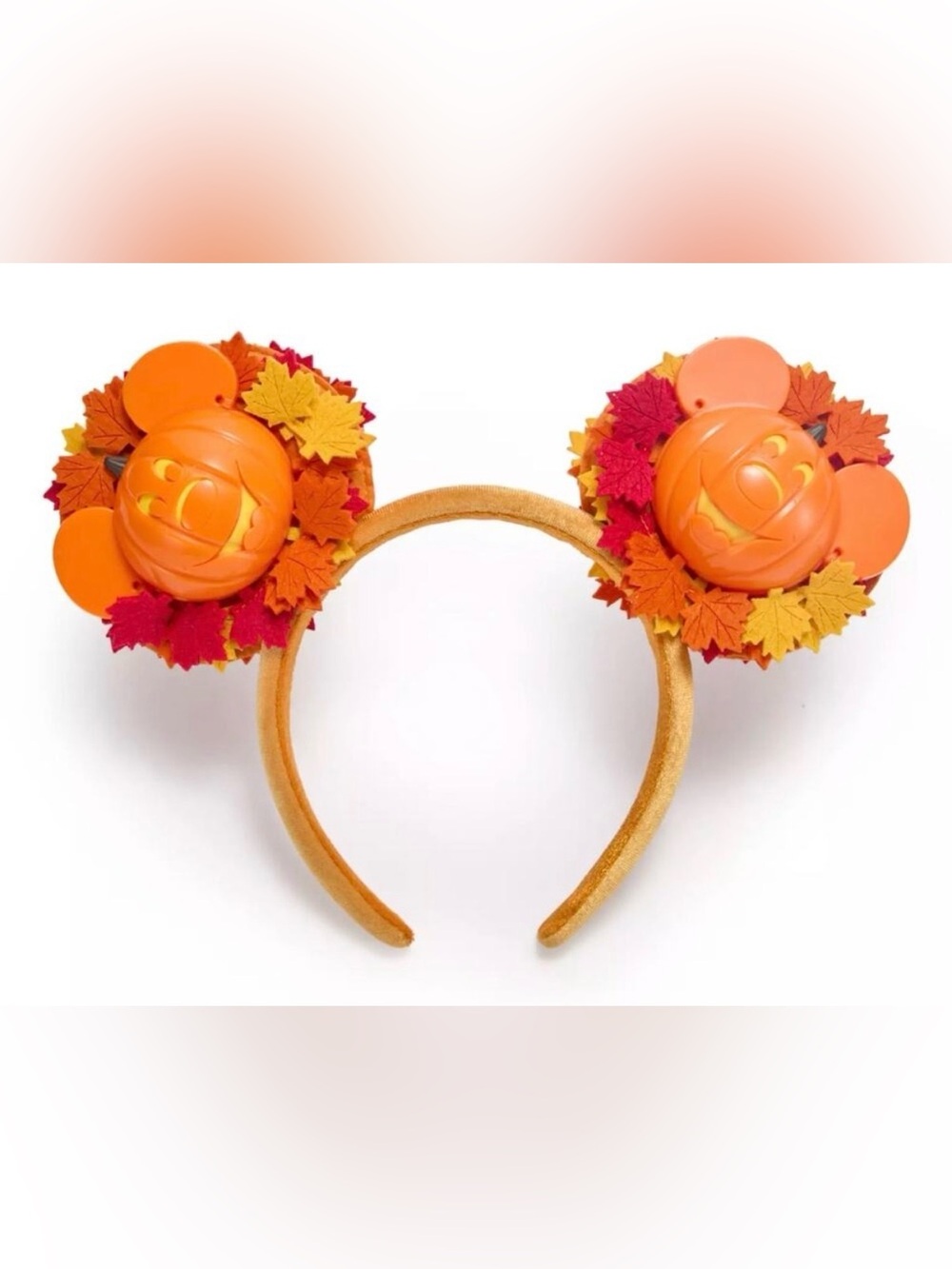 NWT-Disney Parks Light-Up Mickey Pumpkin Wreath Ear Main Street Headband